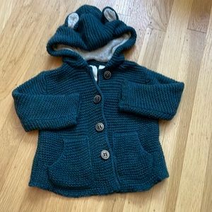 Zara baby button up bear ears sweater